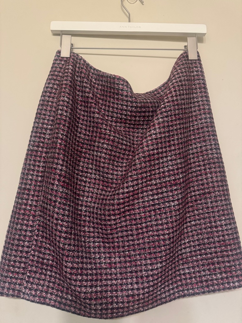 White House Black Market Red and Black Houndstooth A-Line Skirt